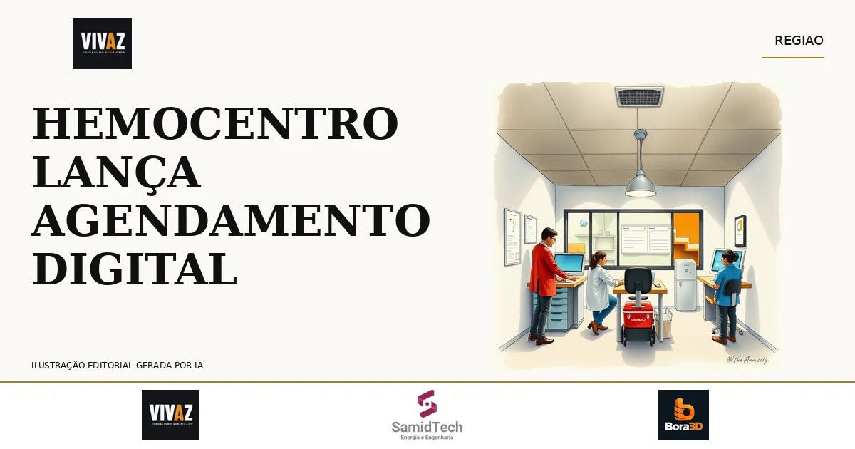 Ilustração editorial sobre: Hemocentro de Rio Preto cria plataforma digital para agilizar doação de sangue em Rio Preto e Catanduva